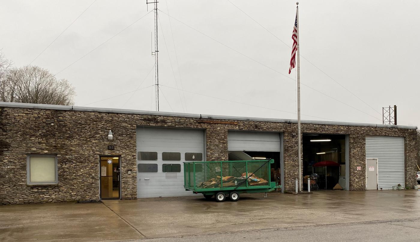 Stone building with Flag at front