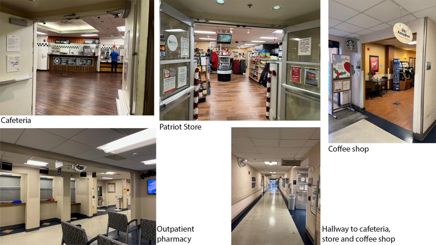 Collage of photos near pharmacy