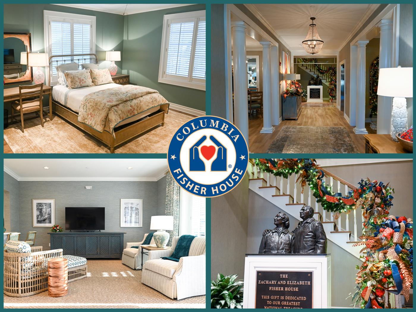 A 4-photo collection of rooms inside the Columbia VAHCS Fisher House