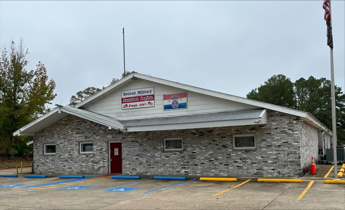 The last Retired American Legion on this continent is Post 387, located at 500 Vernon St, New Llano, La. It is a grey brick building, residing in a curve, approx. a mile down Vernon off of Colony Blvd.
