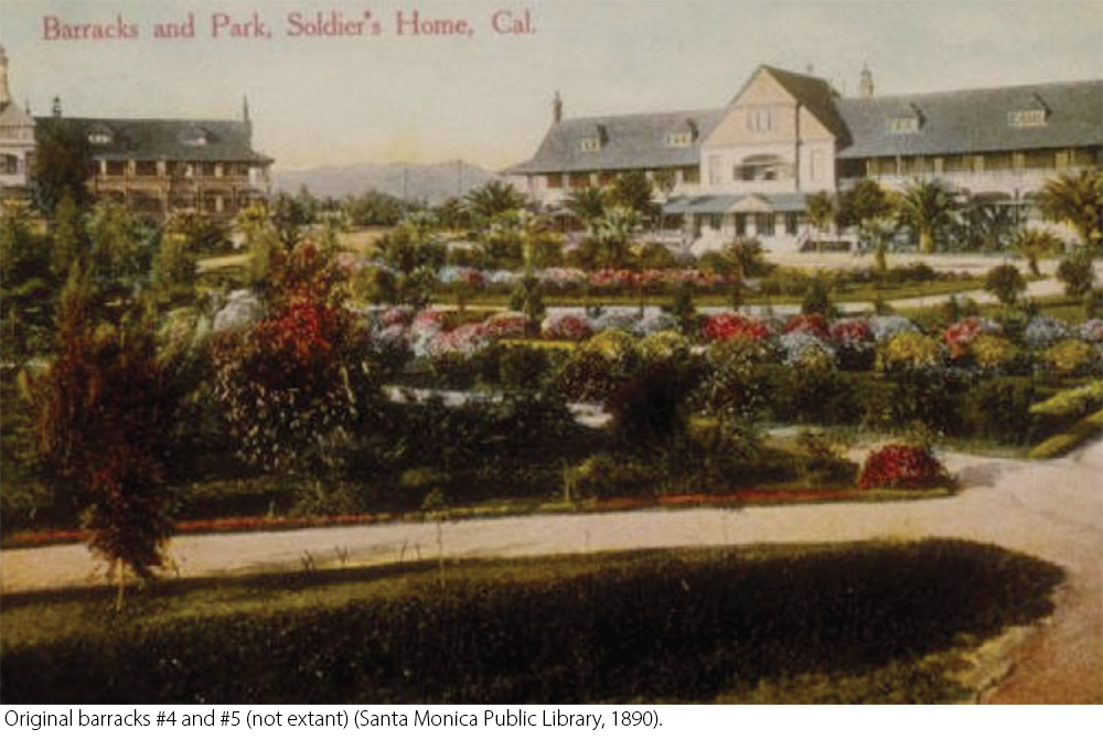 Original barracks #4 and #5 (not extant) (Santa Monica Public Library, 1890).