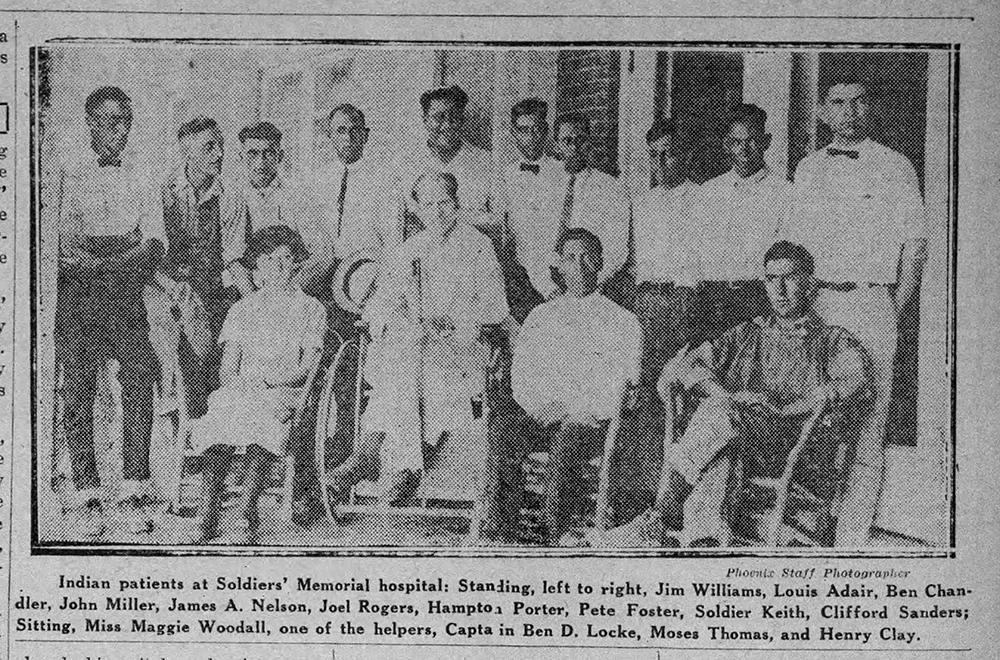Native American Patients at Soldier’s Memorial hospital at Muskogee, August 23, 1925. Muskogee Daily Phoenix.
