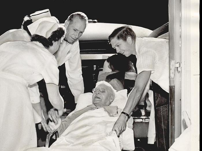 First patient arrives at new Veterans hospital, September 13, 1953. Source: Oklahoma Historical Society.