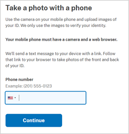 Login.gov identity verification process: Take a photo with a phone