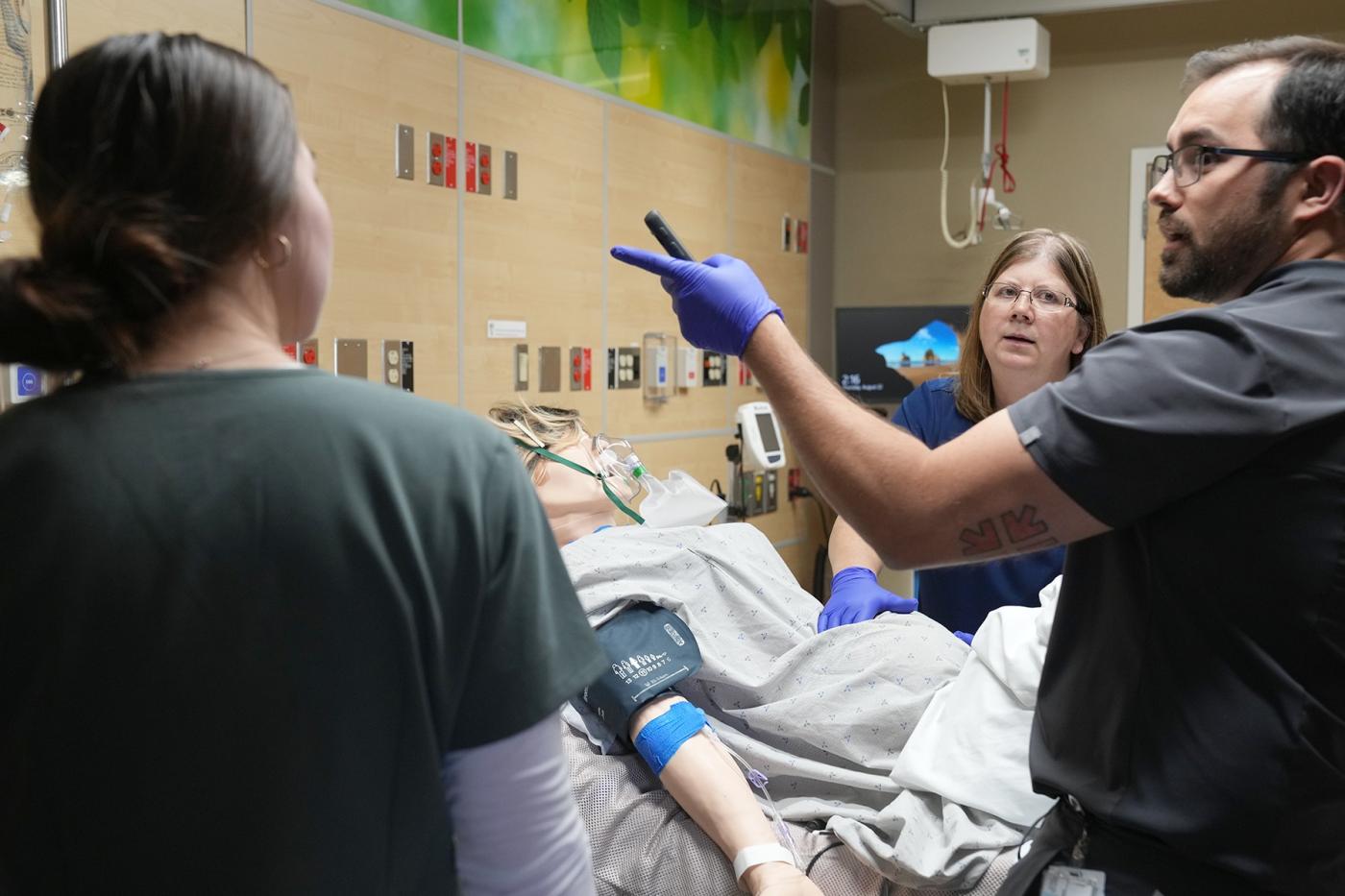 Resident taking part in simulation exercise