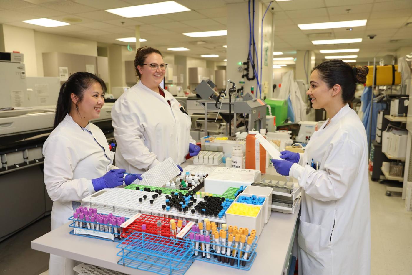 Medical laboratory scientists in the Clinical Chemistry Lab at VA Connecticut Healthcare System, June 2024.