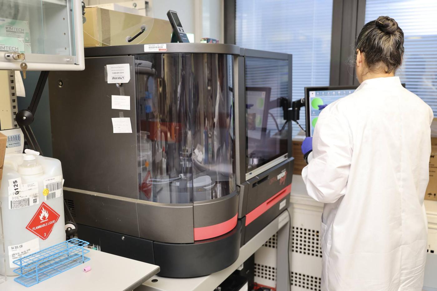 Medical laboratory scientist in the Blood Bank at VA Connecticut Healthcare System, June 2024.