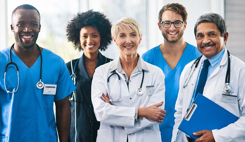 Four happy medical professionals.