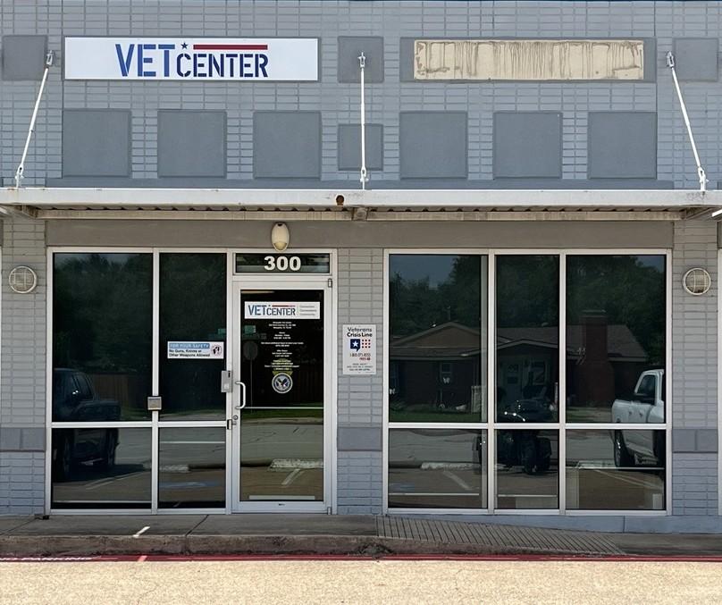 Vet Center building exterior with glass doors and windows.