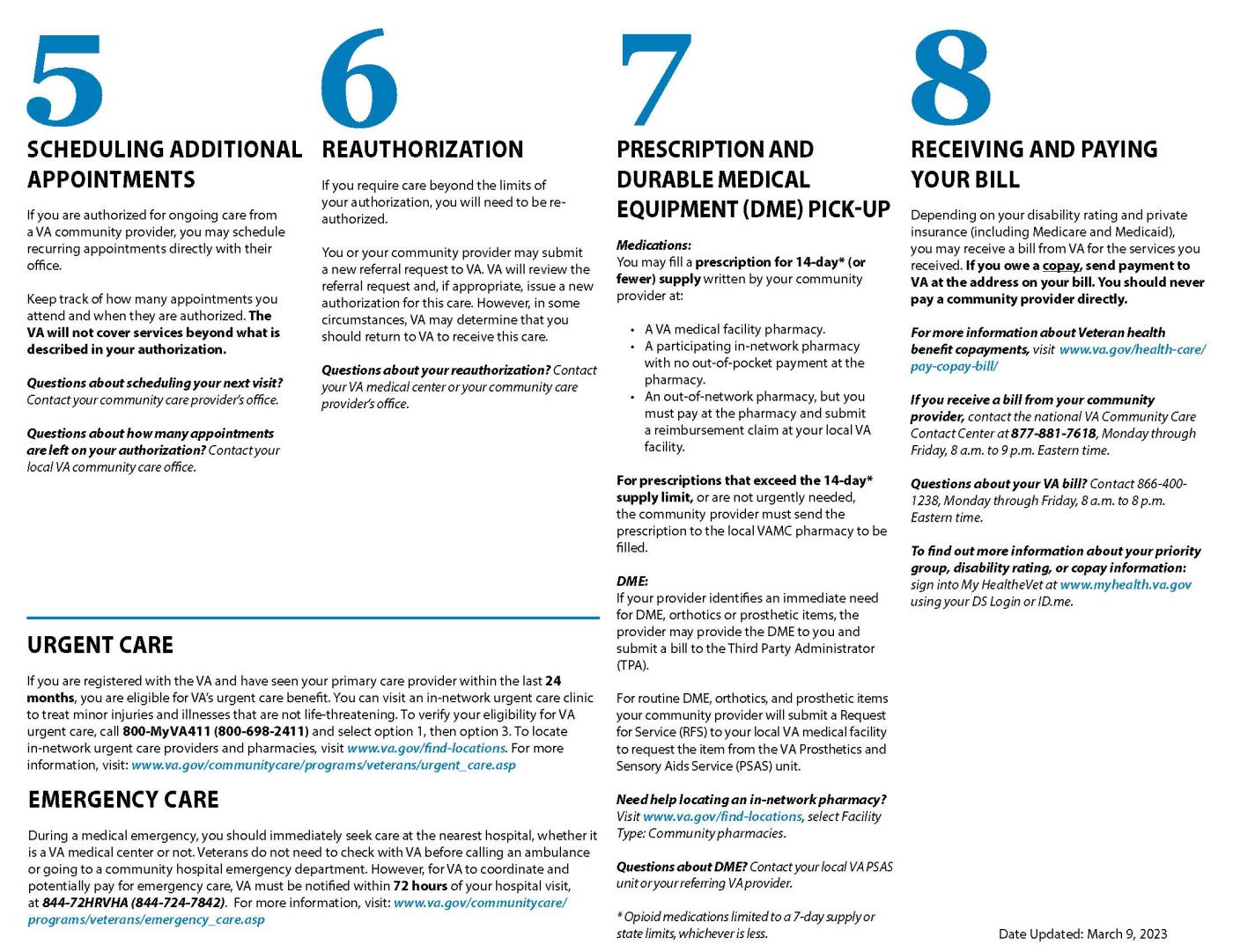 A blue and white informational flyer about healthcare services.